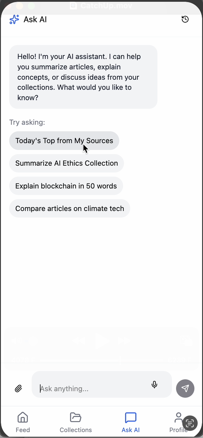 CatchUp Ask AI screen